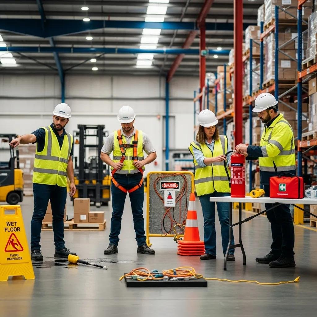 Employees participating in a hands-on training program focusing on hazard identification and safety