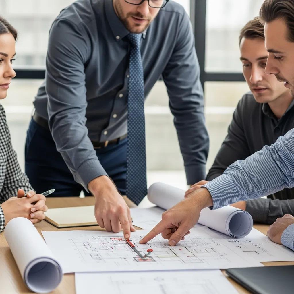 Fire protection consultant advising warehouse managers on sprinkler design and compliance