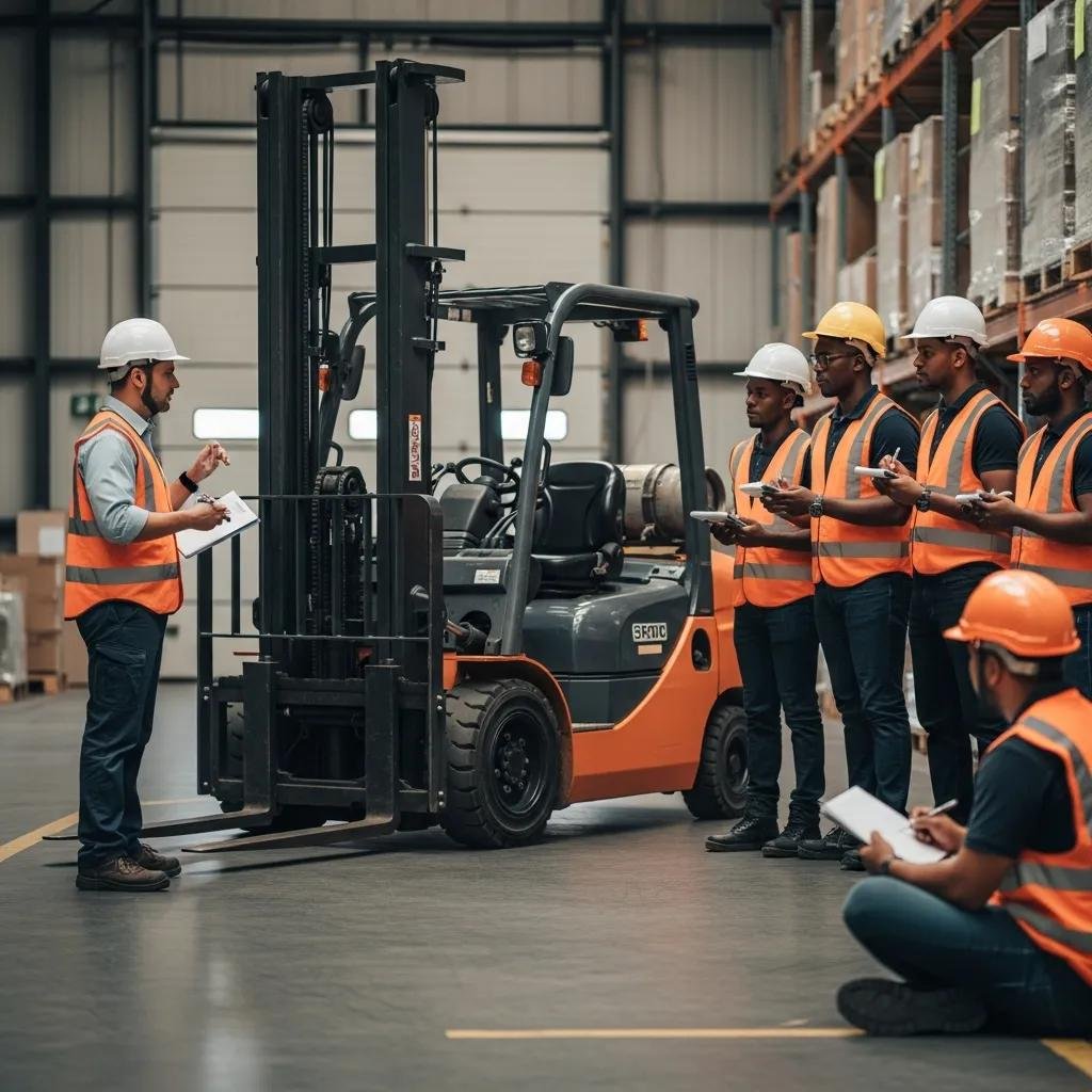 Forklift training session highlighting safety education and operator certification